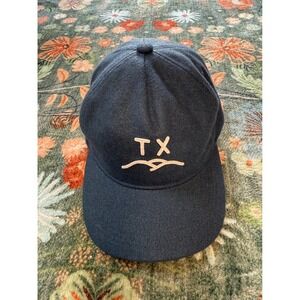 Texas Hill Country Provisions The Shepherd Blue Wool Blend Strapback Hat TX Logo